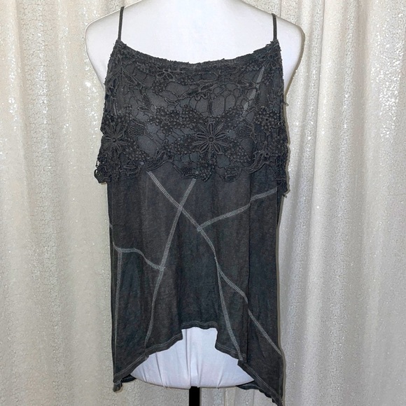 Black Swan Tops - Black Swan High Low Crochet Tank